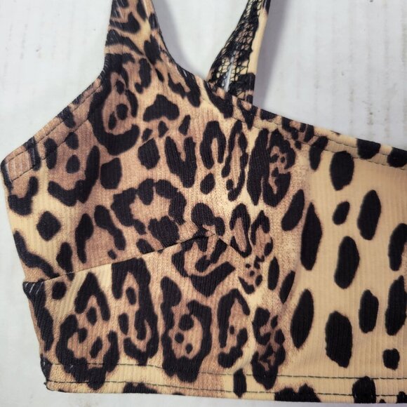 ASOS Design Women Leopard Print Ribbed Bikini Swim Top US 2 - Picture 4 of 5